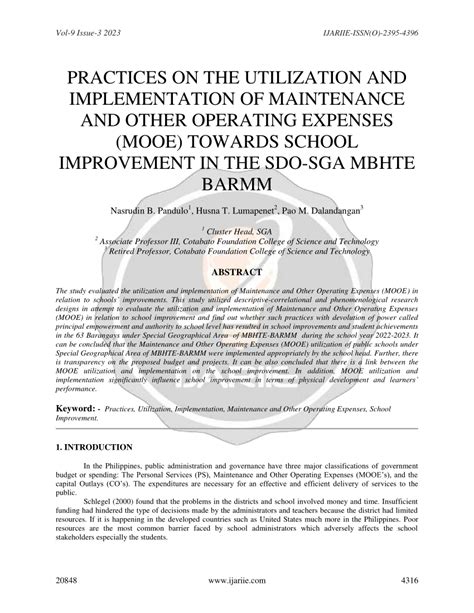 Pdf Practices On The Utilization And Implementation Of Maintenance