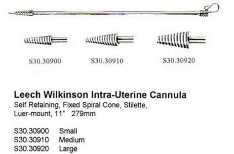 LEECH WILKINSON INTRA UTERINE CANNULA Self Retaining SMALL 11 279MM