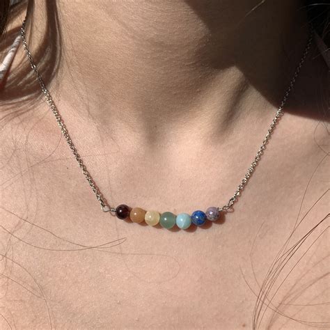 Chakra Bar Necklace Chakras Necklace Wire Wrapped Bar Etsy