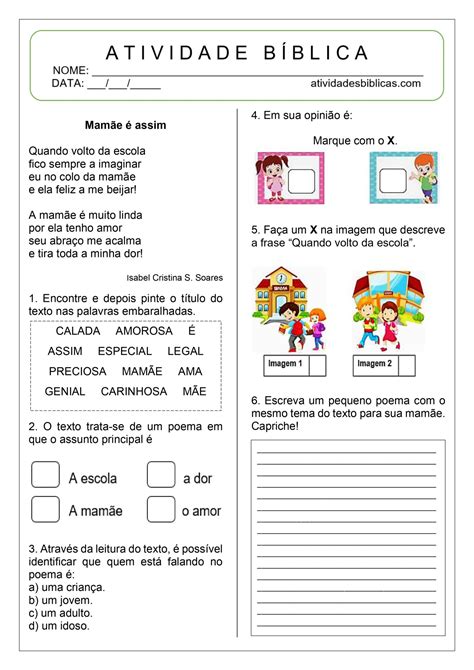 Ensino Religioso Dia Das Mães - Atividades Bíblicas sobre o Dia das Mães para imprimir - Atividades ...