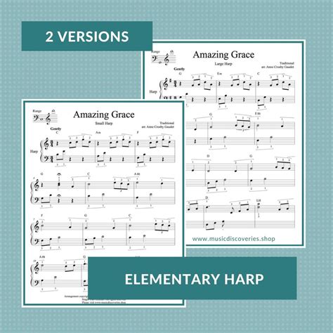 Amazing Grace, late elementary harp sheet music – Music Discoveries