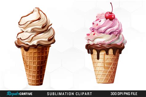 Watercolor Ice Creams Cone Clipart Png Graphic By Regulrcrative