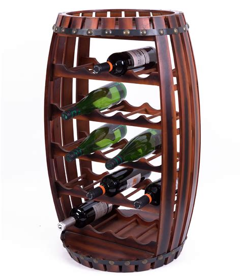 Rustic Barrel Shaped Wooden Wine Rack For 23 Bottles Walmart