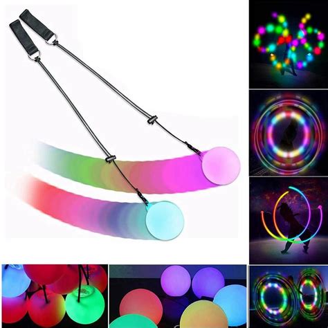 LED 7 Colors Poi Glow Poi Multi Function LED Glow Poi Rainbow Fade And ...