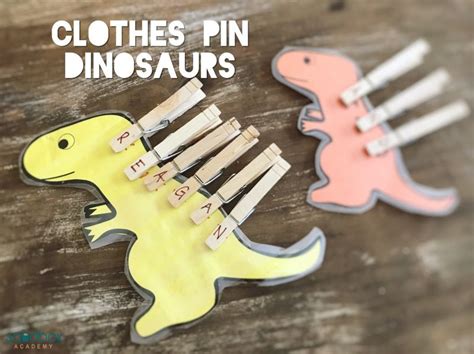 Clothes Pins Dinosaur Name And Sight Word Activity Name Activities