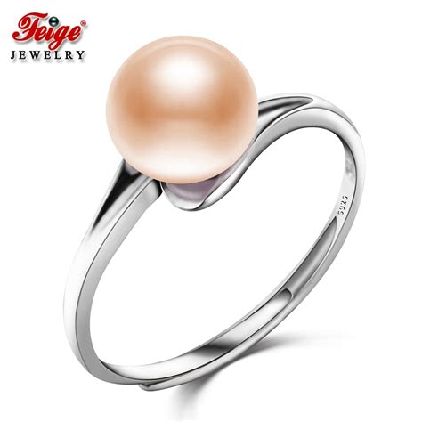 Feige Estilo Cl Ssico Anel Anillos Rosa Natural P Rola Mm De Gua