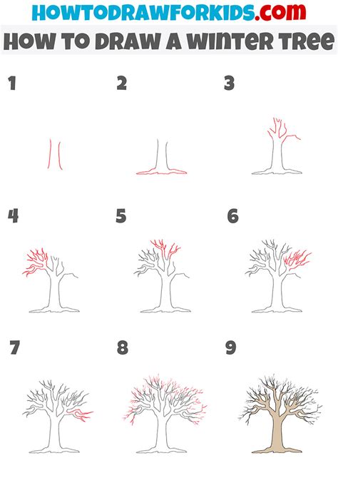 How to Draw a Winter Tree - Easy Drawing Tutorial For Kids