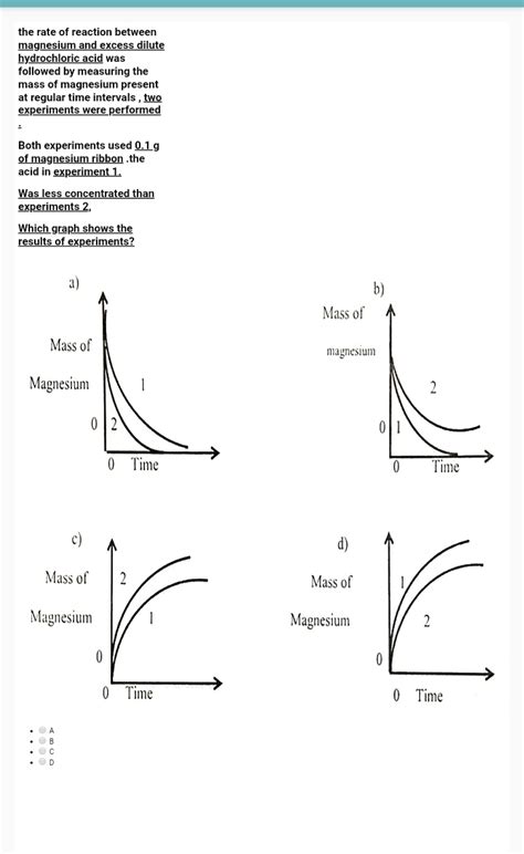 Rate Of Reaction Experiment Magnesium Ribbon And Hydrochloric Acid