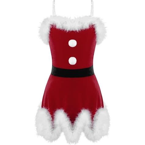 Iixpin Déguisement Mère Noël Enfant Fille Robe Noël Costume Lutin Noël