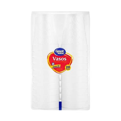 Vasos Desechables Great Value Pzas De Ml T Rmicos Walmart