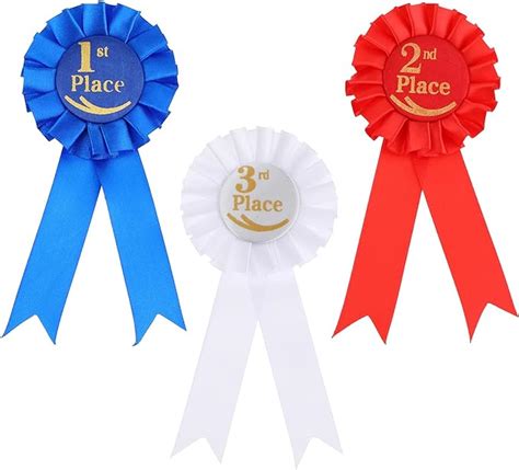 Amazon YUXIANLB Award Ribbon Rosette Set Blue Red White Medals