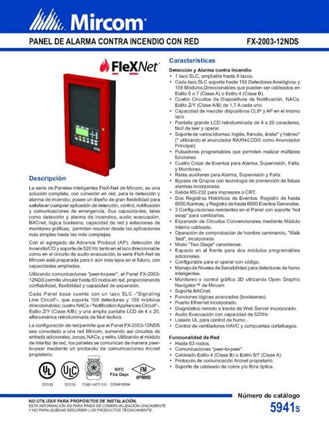 Pdf Panel De Alarma Contra Incendio Con Red Fx Panel De Alarma