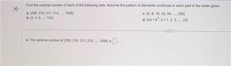 Solved Find The Cardinal Number Of Each Of The Following Chegg