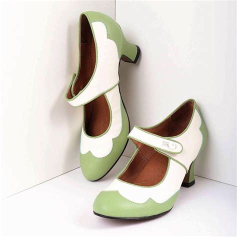 White Green Flapper Shoes Royal Vintage Deco Shop