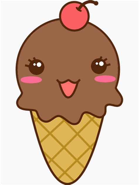 Cute Kawaii Chocolate Ice Cream Sticker For Sale By Vangogh