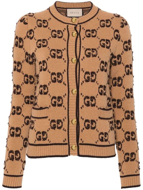 Gucci GG Jacquard Cardigan Neutrals FARFETCH