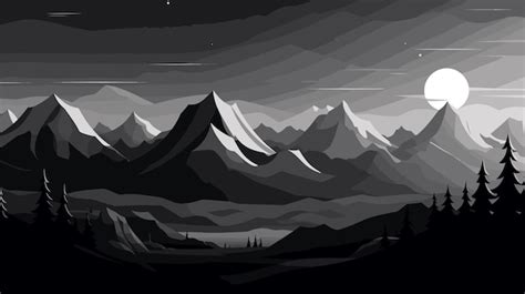 Premium Vector | Hand drawn landscape black and white