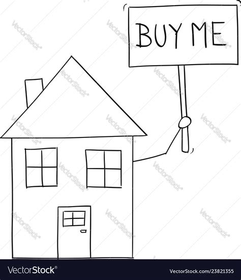 Cartoon drawing of family house holding buy me Vector Image