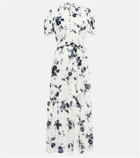 Erdem Lauren Floral Crepe Midi Dress In White Lyst