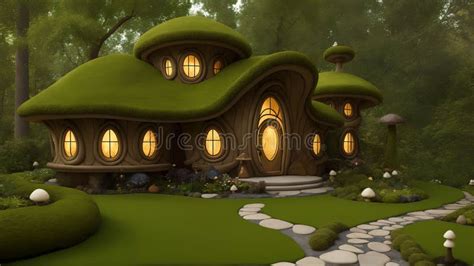 Fairytale Mushroom House In An Mushroom Wonderland Generative AI