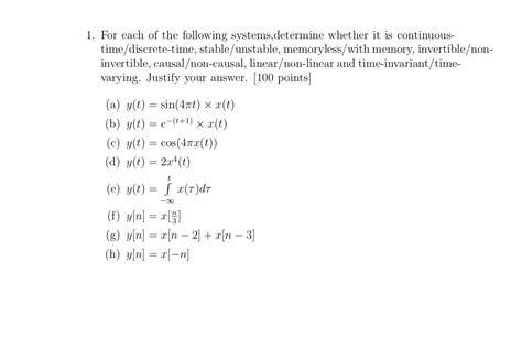 Solved 1 For Each Of The Following Systems Determine Chegg