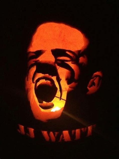 Jj Watt Carved Pumpkin Bulls On Parade Houston Texans Football Jj Watt