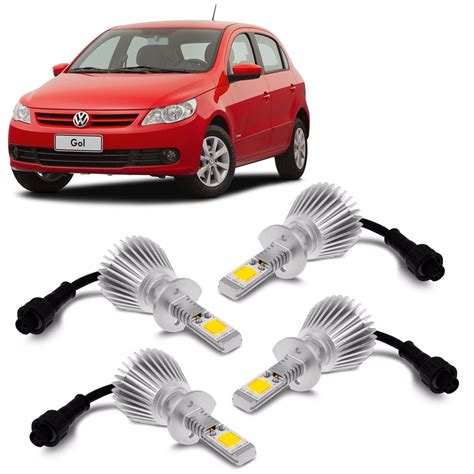 Kit Lâmpada Super Led Farol Foco Duplo Gol G5 2008 Até 2012 6000k