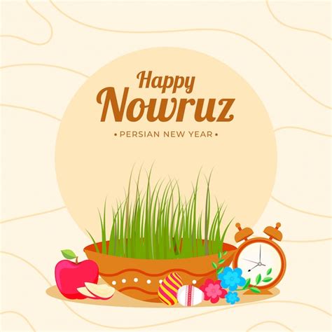 Happy Nowruz Persian New Year Celebration Poster Design With Semeni