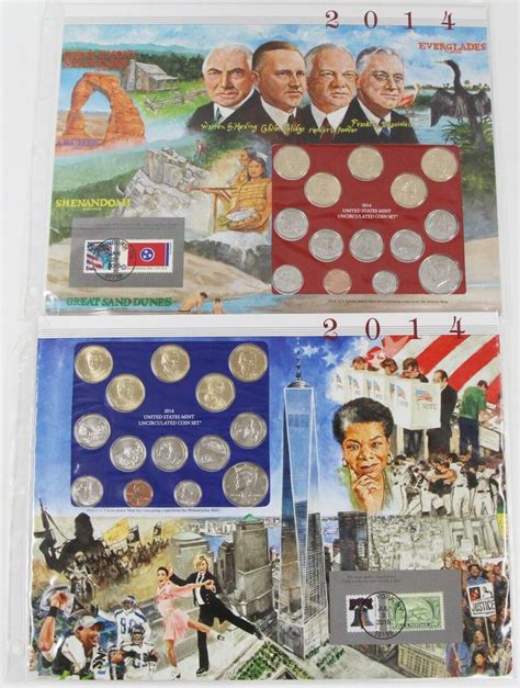 2014 Postal Commemorative Society U S Uncirculated Mint Set Panel PCS