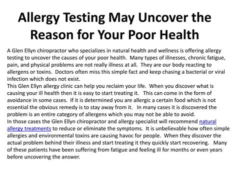 PPT Allergy Testing May Uncover The Reason For Your Poor Health