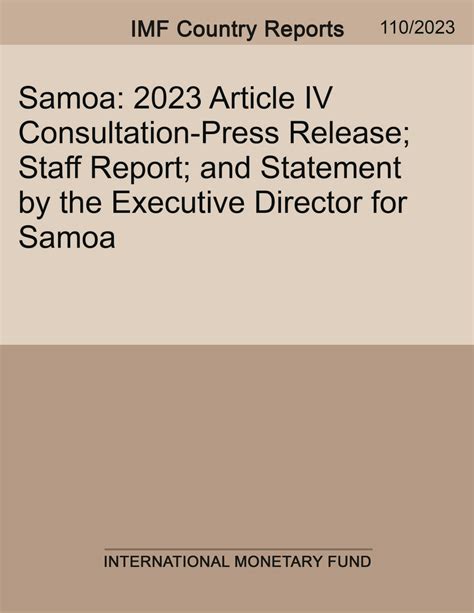 Imf Staff Country Reports Volume Issue Samoa Article Iv