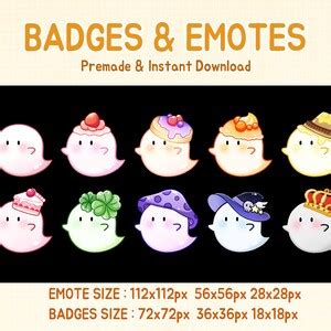 Twitch Badges Cute Ghost Emotes Sub Badges Badges And Emotes Etsy