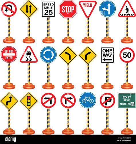 Road Signs, Traffic Signs, Transportation, Safety, Travel Stock Vector ...