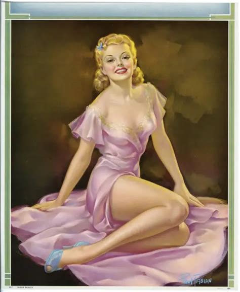 Vintage Pearl Frush 1940s Art Deco Pin Up Poster Leggy Blonde Sheer Beauty £26 15 Picclick Uk