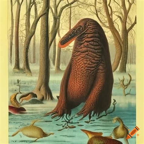 Detailed Chromolithograph Of The Groke And Its Habitat