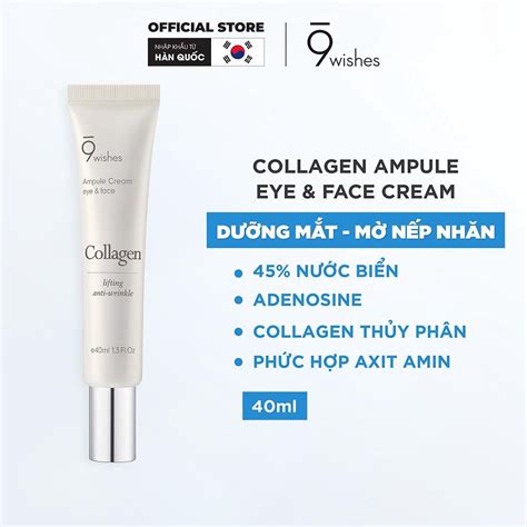 Kem Mắt 9 Wishes Collagen Ampule Eye Face Cream 40ml Chăm sóc vùng