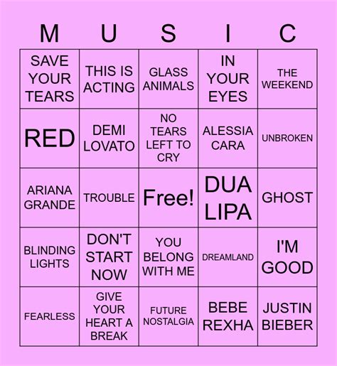 MUSIC BINGO Card