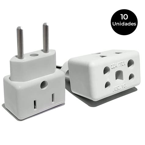 10Un Adaptador Tomada Americano 2 Pinos Chatos X Brasileiro Shopee Brasil