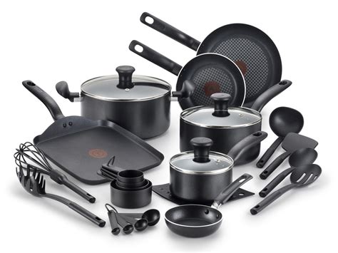 T Fal 20 Piece Aluminum Non Stick Cookware Set And Reviews Wayfair