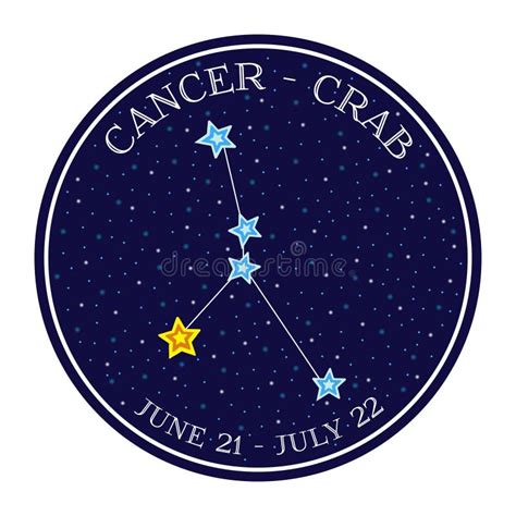 Cancer Zodiac Constellation In Space Cute Cartoon Style Vector Stock