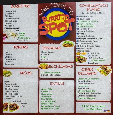 Burrito Spot Menu Updated March 2024