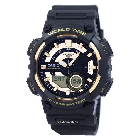 Casio Youth Series Telememo 30 World Time Alarm AEQ 110BW 9AV AEQ110BW