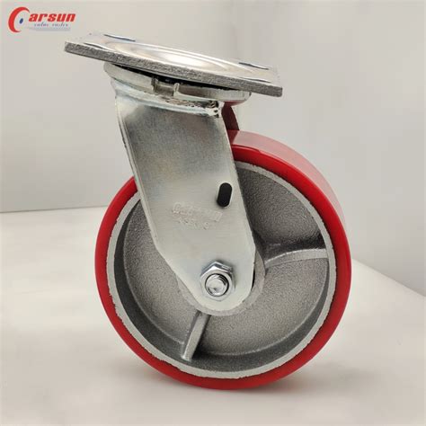 China 6 Inch Iron Core PU Caster Wheel Industrial Swivel Caster Wheels