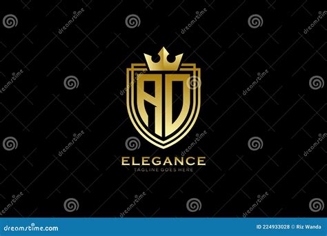 Initial Ao Elegant Luxury Monogram Logo Or Badge Template With Scrolls