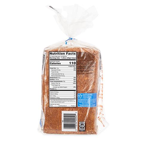 Great Value Whole Wheat Bread Nutritional Information Besto Blog