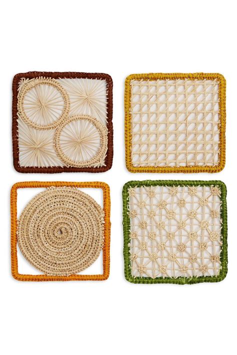 Raffia Coaster Set Of 4 Mixed Raffia Coasters Shopperboard