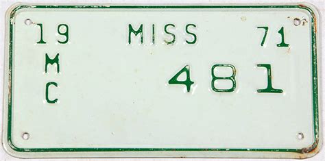 1971 Mississippi Motorcycle License Plate Brandywine General Store