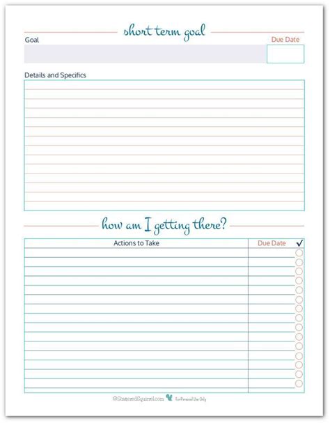 Short Term Long Term Goals Worksheet - Printable And Enjoyable Learning