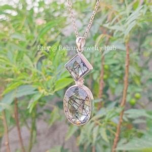 Natural Lovely Rutilated Quartz Pendant Sterling Silver Pendant