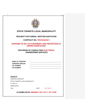 Fillable Online Stevetshwetelm Gov REQUEST FOR FORMAL WRITTEN QUOTATION